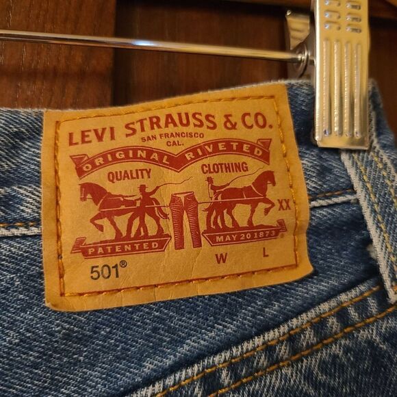 Levis 501 Button Fly Dark Indigo Distressed Size 25 x 26 - Picture 8 of 10